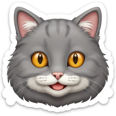 gray cat smile sticker