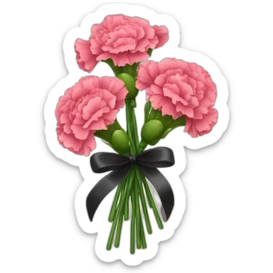 bouquet of carnations with a black ribbon sticker