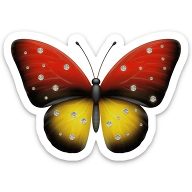 A beautiful butterfly with red, yellow and black combination with tiny diamonds on the wings sticker