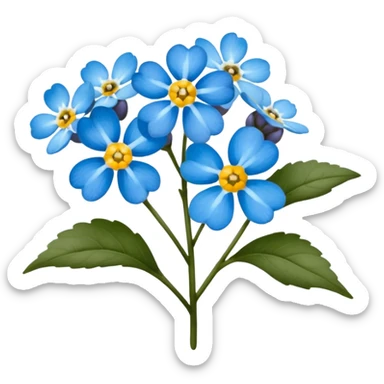 Realistic Still life detailed, Sky blue Forget-Me-Nots Myosotis scorpioides sticker