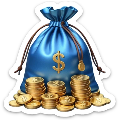 money bag on top of blue coins stack sticker