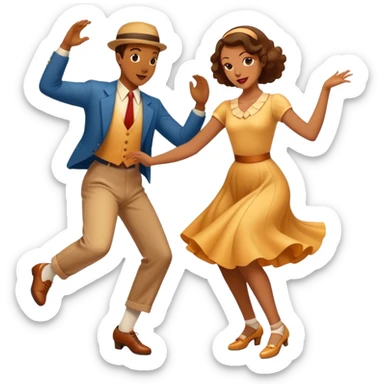A couple dancing lindy hop sticker
