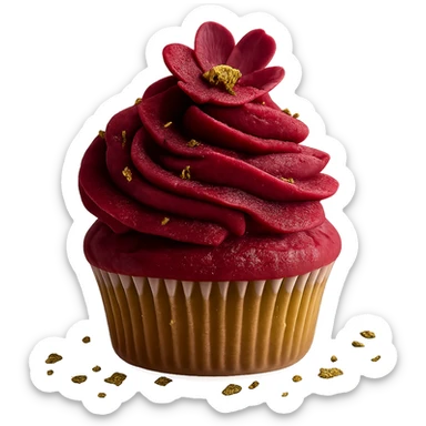 Change the icing to raspberry, keep the realistic cupcake and accessories, photorealistic style, transparent background. sticker