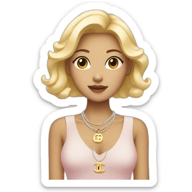 Blonde Asian girl with Chanel bag and necklace sticker