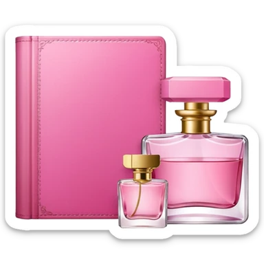 pink bookbook and fragance sticker