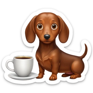 brown dachshund coffee sticker