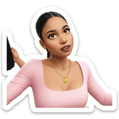 girl with black hair jewelry sticker