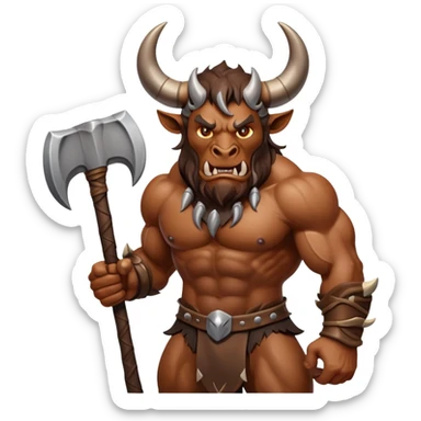 minotaur with axe and horns sticker