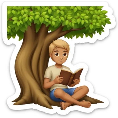 person sitting under a tree with an open book sticker