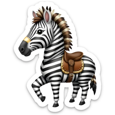 Vintage circus zebra wearing feathers and saddle sticker