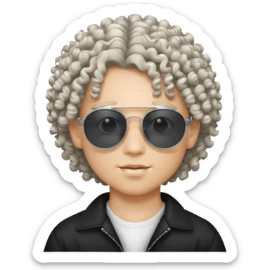 chico con pelo rizado, piel blanca y unas gafas de sol y2k sticker