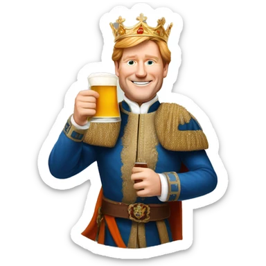 King Willem-Alexander holding a pint of beer sticker