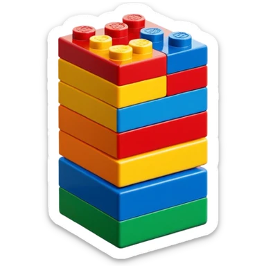 6 to 7 stacked lego blocks in various colors, minimal design sticker