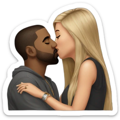 Kanye west giving a kiss to drake sticker