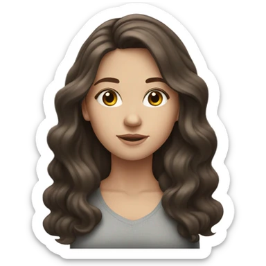 White girl with long dark brown slightly wavy hair  sticker