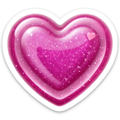 transparent pink gummy heart glitters pink sticker