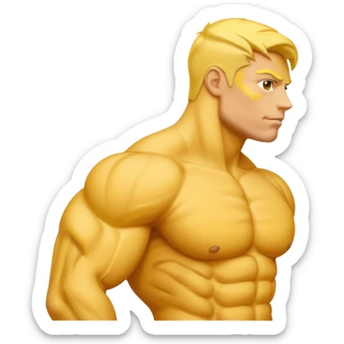 Emoji of Shoulders Muscle from side view, the human is yellow like on iphones. He has big shoulders. sticker