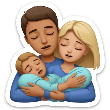 A man holding a sleeping woman in his arms whilst crying  sticker
