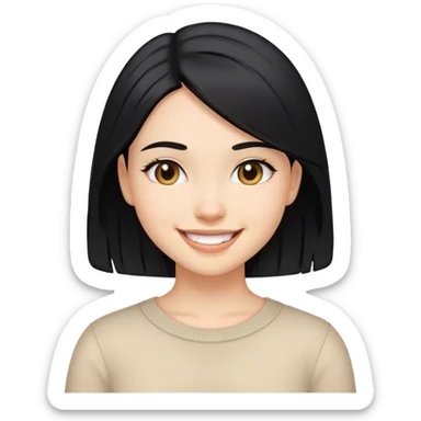 smiling girl with black hair sticker
