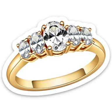 Gold Engagement ring with five oval diamonds sticker