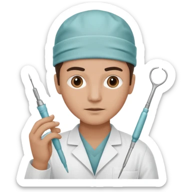 neurosurgeon holding surgical instruments sticker