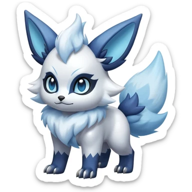 Shiny White Furry Snowy Ice-type Absol-Minccino-Zorua-Hybrid (Full body) sticker
