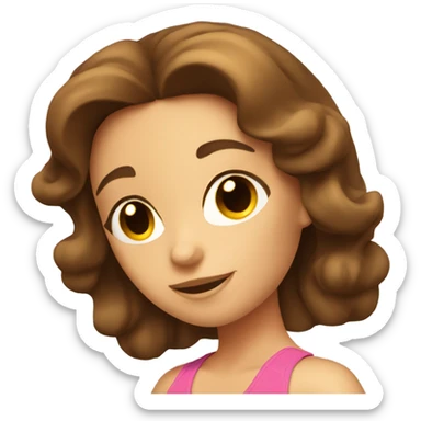 A girl with brown hair sunbaking and getting a tan sticker