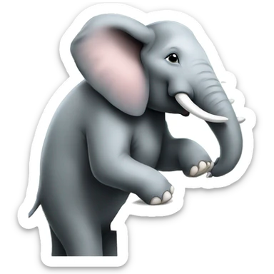 elephant wearing a shirt and a pant writing some equations on black board like a teacher sticker