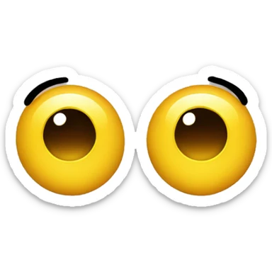 Yellow round head with two eyes and one of its eyebrows raised with a smirk type smile no nose  sticker