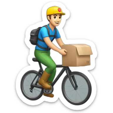 Delivery guy with ССFF00 color bag on cycle sticker