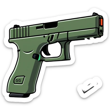 Glock 17 handgun with a switch sticker