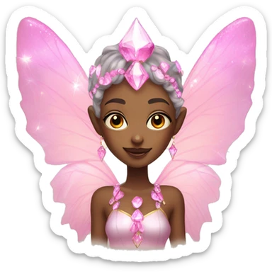 Fairy priestess with pink crystals and sparkling wings sticker