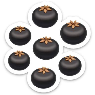 6 black lentils, simple, clear, round, shiny sticker