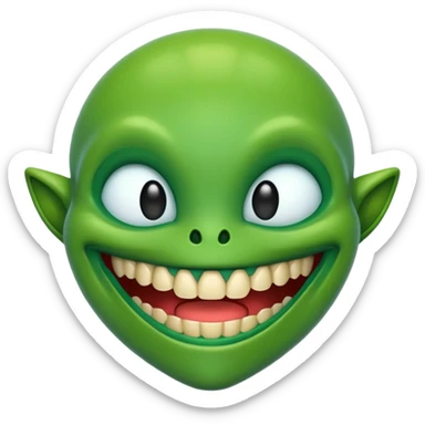 generate a classic alien emoji with teeth sticker