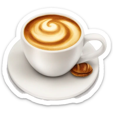 Cup of cappuccino with croissant sticker