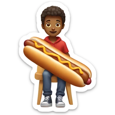 boy sitting on a hot dog sticker