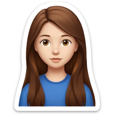 Girl with long brown hair who looks real  sticker