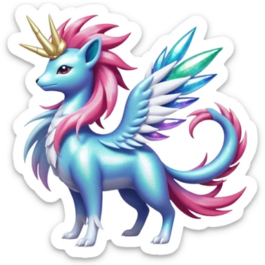 Celestial Magical sparkly shiny glittery Shaymin-Suicune-Milotic-Amaura-Pokémon-Fakémon-fusion, full body sticker