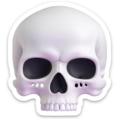 white skull, clean and smooth, detailed features like eye sockets, nasal cavity, and teeth sticker