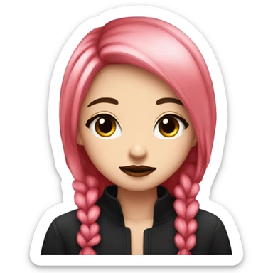 cute girl small pink lips long black and red hear shy  sticker