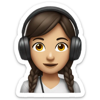 brunette girl wearing a gaming headset sticker