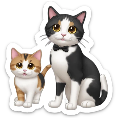 Tabby tuxedo and Calico cats called Gunner, Lenny and Opal sticker