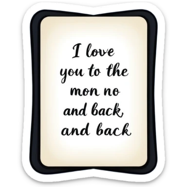"I love you to the moon and back" exact words on a card?
 sticker