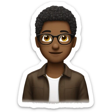 ado, cheveux brun,  lunettes, yeux marron  sticker