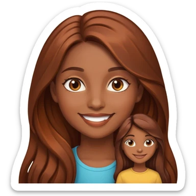 Chica morena de pelo largo cobrizo chocolate de ojos cafés claros y sonrisa linda  sticker