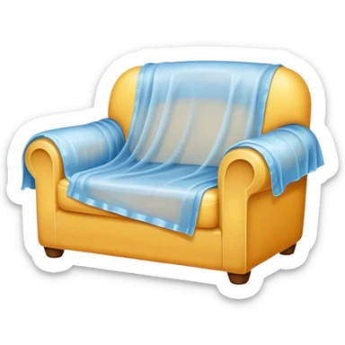 Furniture covered with a plastic drop cloth  sticker