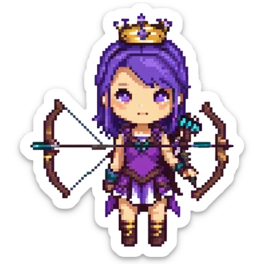 Archer Queen from Clash of Clans with purple hair, crown, bow and arrow, purple outfit sticker