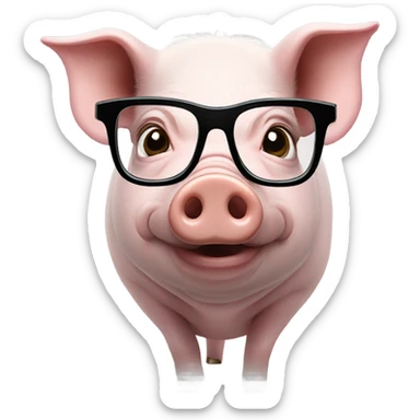 A pig with glasses name John pork  sticker