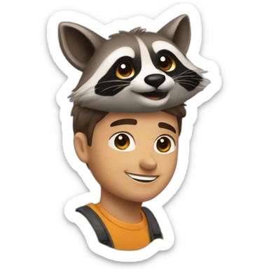 Guy on the back of a raccoon sticker