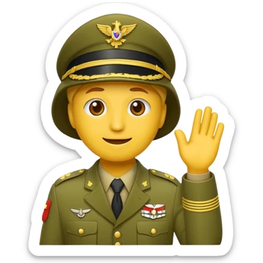Eine salutierenden Emoji (Hautfarbe: gelb ) in Armee Klamotten männlich salutierend sticker